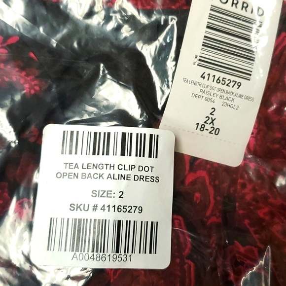 ❤NWT VINTAGE TORRID DRESS - TEA LENGTH - A-LINE PAISLEY CHIFFON - OPEN BACK - Picture 6 of 10